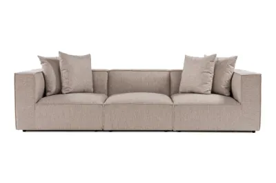 Canapea fixa SORA, 3 locuri, bej nisip, 270x95x65 cm