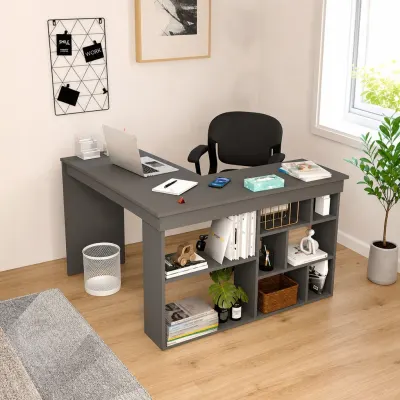 Birou modern cu rafturi laterale, PAL 18 mm, 120 x 40 x 73,5 cm