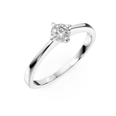 Inel de logodna din aur alb cu un diamant solitaire de 0.2ct