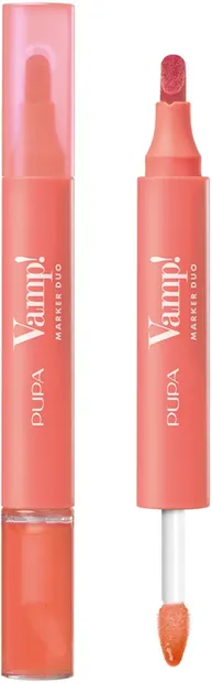 Pupa Vamp! Creion și luciu de buze 2 în 1, 008 Orange Sorbet, 4 ml