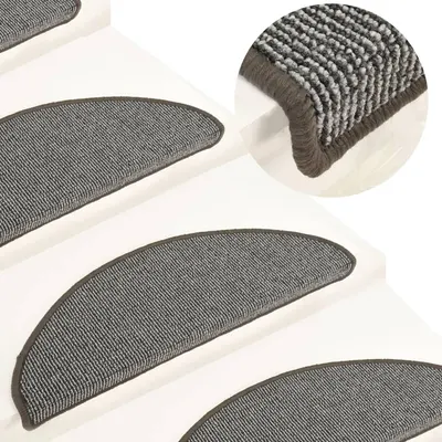 Gossi covorase pentru trepte scara, 15 buc., gri, 65x21x4 cm