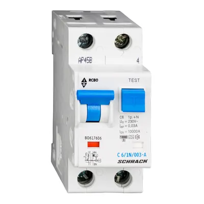 Intreruptor automat+diferential, C6/30mA, 10kA, tip A, 1P+N