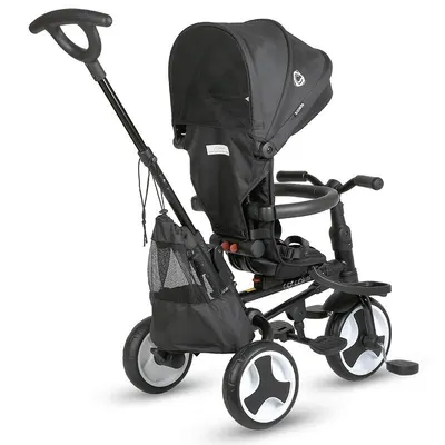 Tricicleta ultrapliabila Coccolle Spectra Plus Premium Line, Scaun reversibil, Copertina XXL, Cos accesorii, 2 seturi suport picioruse, Sistem roata libera, Roti cauciuc EVA, Jet Black
