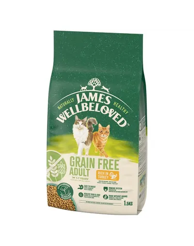 JAMES WELLBELOVED Adult 1,5 kg hrana pisici adulte 1-7 ani, fara cereale, bogata in curcan