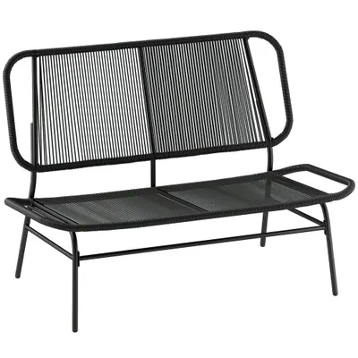 Outsunny Canapea din Ratan, Banchetă pentru Exterior, 2 Locuri, pentru Terasă | Aosom Romania