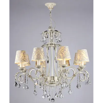 Candelabru Elegant Velvet,8 becuri dulie E14, 230V,D.82cm, H.82 cm,Auriu-Alb