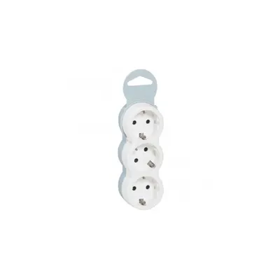 2P+E multi-priza plug - German standard - 3 front outlets - alb/gri - sleeve