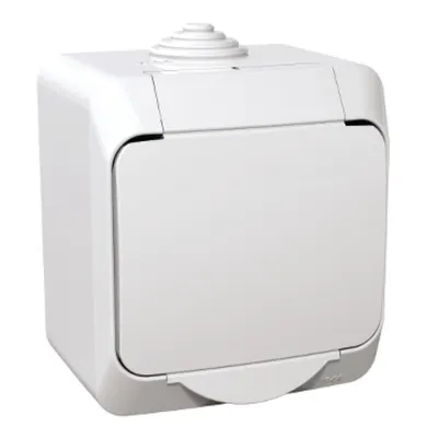 Cedar Plus - priza simpla pin E - 16A, obloane, alb