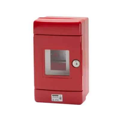Watertight Enclosure For Emergency System With din Rail - 4 Module En50022 - Red Ral 3000