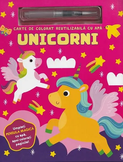 Unicorni. Carte de colorat reutilizabilă cu apă - Hardcover