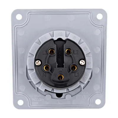 Priză CEE montaj pe panou, 5 poli, 16A 400V IP44, unghi 15°