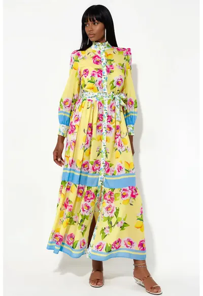 Rochie Maxi - Floral - Multicolor - Poliester cu Lycra - Casual