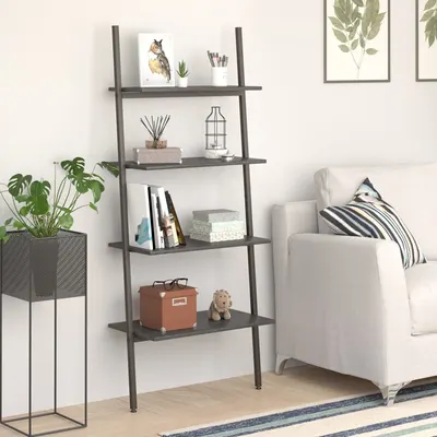vidaXL Raft înclinat, cu 4 niveluri, negru, 64x34x150,5 cm