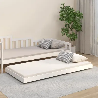 vidaXL Cadru de pat fără saltea, alb, 75x190 cm, lemn masiv de pin