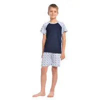Pijama de vara baieti AV2241 bleumarin/print geometric, Andana | marimea 34 (7/8 ani)