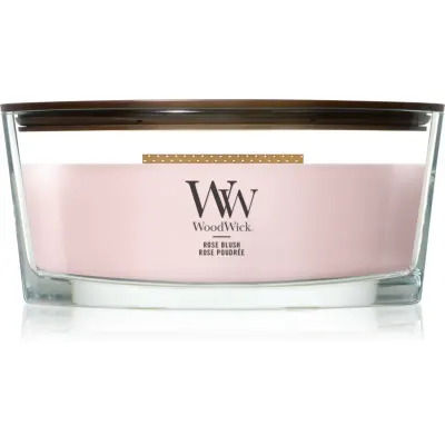 Woodwick Rose Blush lumânare parfumată cu fitil din lemn 453.6 g