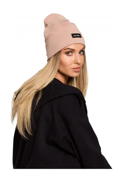 Beanie dama Good Vibes. . Bumbac. Roz prafuit. Marime Universala
