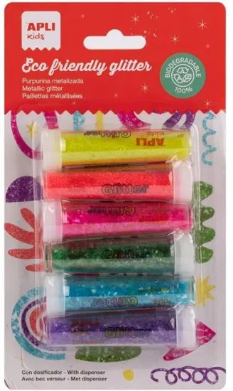 Sclipici biodegradabil Apli kids - 6 culori neon