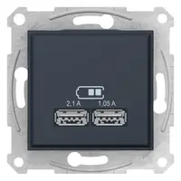 Sedna - Incarcator Dublu Usb 2.1 A - Grafit