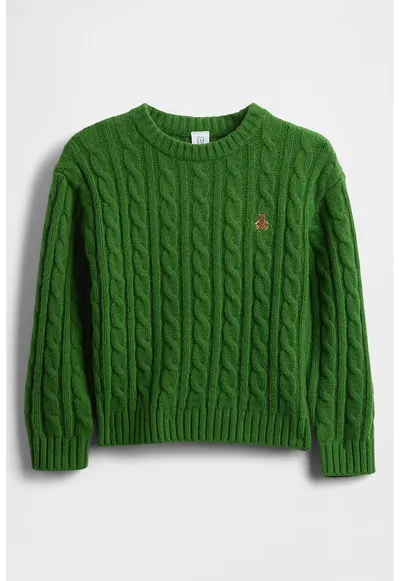 Pulover lejer cu torsade - Verde