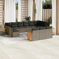 Gossi set mobilier de gradina cu perne, 13 piese, gri, poliratan