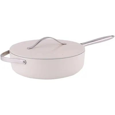 Tigaie Adanca din Ceramica, cu Capac, Diametru 28 cm, Crem