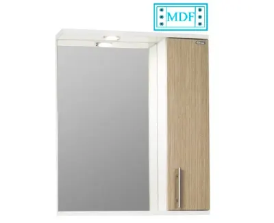 Dulap baie suspendat seria 020 cu oglinda, front MDF, montat, fag, 60x71 cm