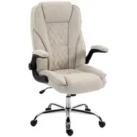 HOMCOM Scaun de birou, scaun ergonomic, înălțime reglabilă, accotoare rabatabile, 70 x 70 x 114-122 cm, bej | Aosom Romania