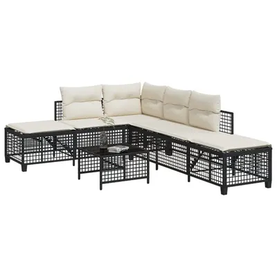 Gossi set mobilier coltar de gradina cu perne 3 piese negru poliratan