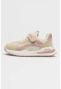 Pantofi sport low-cut din piele ecologica si plasa - Roz pastel/Alb murdar