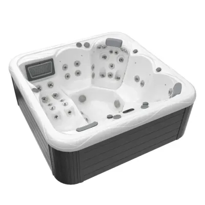 Minipiscina, alb-lucios, cu led si sistem audio 6 persoane, 215 x 215-cm, Wellis Venus