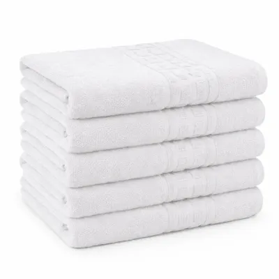 Set 5 prosoape mari 70x140cm, din 100% bumbac pakistanez, 500g, Alb