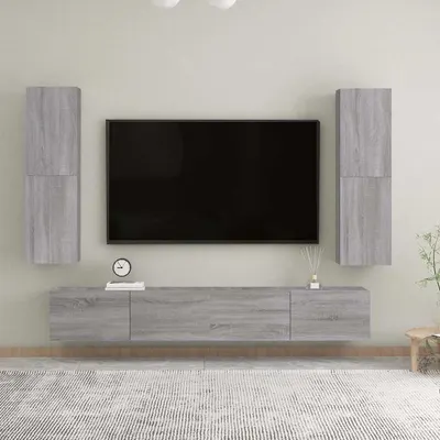 vidaXL Dulap TV montat pe perete, gri sonoma, 30,5x30x110 cm