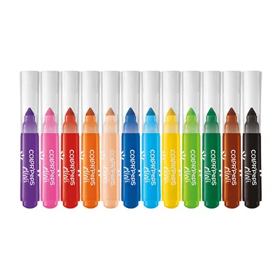 Carioci, 12 culori/set, Color'Peps Mini Power cu stampila, Maped