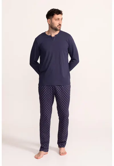 Pijama cu maneci lungi Oliver - Bleumarin