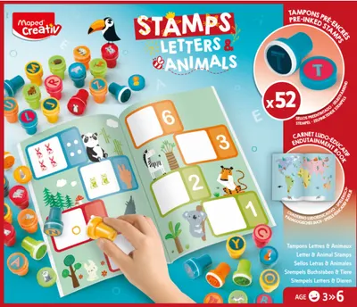 Ștampile Maped - Alphabet, Animals, 52 buc