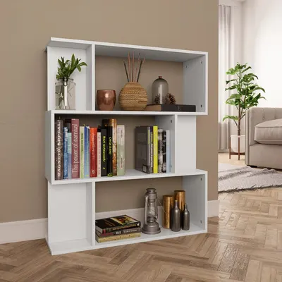 vidaXL Bibliotecă/Separator cameră, alb, 80x24x96 cm, lemn prelucrat