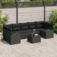 Gossi set de canapea de gradina cu 8 piese si perne, ratan polimer negru