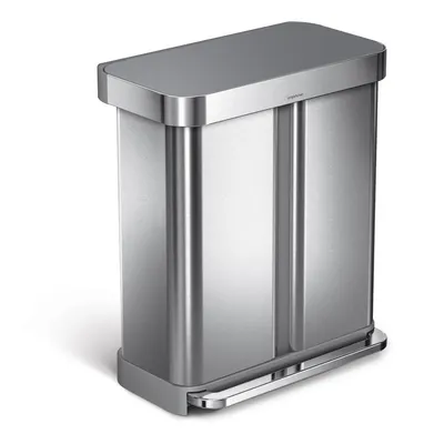 Coș de gunoi argintiu pentru reciclare/cu pedală 34+24 l din oțel – simplehuman