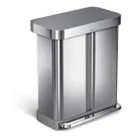 Coș de gunoi argintiu pentru reciclare/cu pedală 34+24 l din oțel – simplehuman