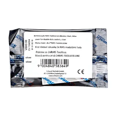 Mască pentru priză 2xRJ45 TOOLLESS LINE, argintiu