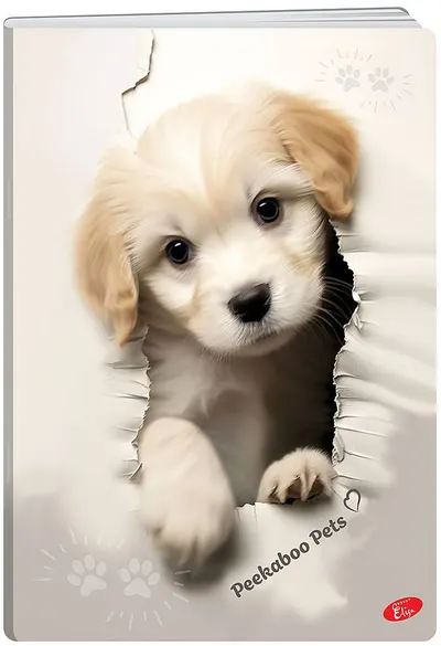 Caiet Elisa Peekaboo Pets - A4, 62 de coli, rânduri late, sortiment