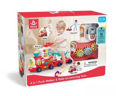 Jucarie de impins Hola trenulet 4 in 1 rosu