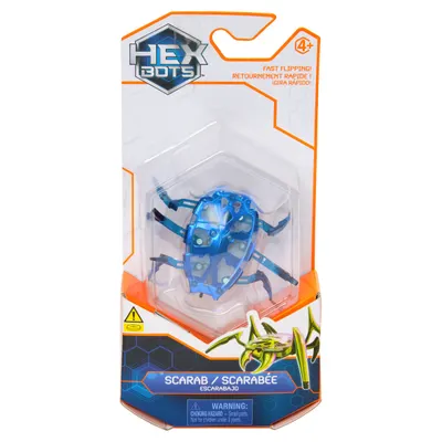Figurina interactiva, Hexbots, Rhino Beetle, Scarabee Rhinoceros, Blue, 20149631