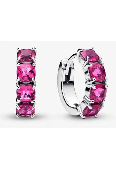 Cercei rotunzi Cristal Roz - Argint 925