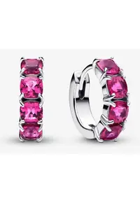 Cercei rotunzi Cristal Roz - Argint 925