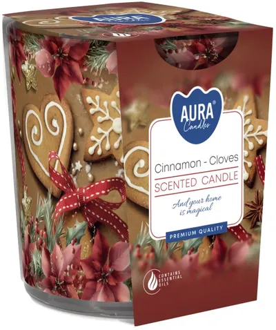 Lumânare parfumată Bispol Aura - Cinnamon And Cloves, 100 g