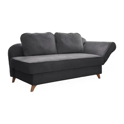 Șezlong gri cu tapițerie din catifea reiată (cu colț pe partea dreaptă) Chic Charlotte – Miuform