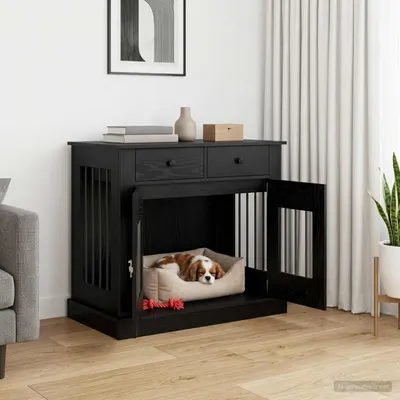 vidaXL Mobilă pentru cușcă de câine Stejar Negru 90 x 47,5 x 80 cm