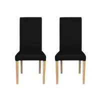 Set 2 scaune living TEO, picioare lemn natur, piele ecologica negru, 46x60x98 cm